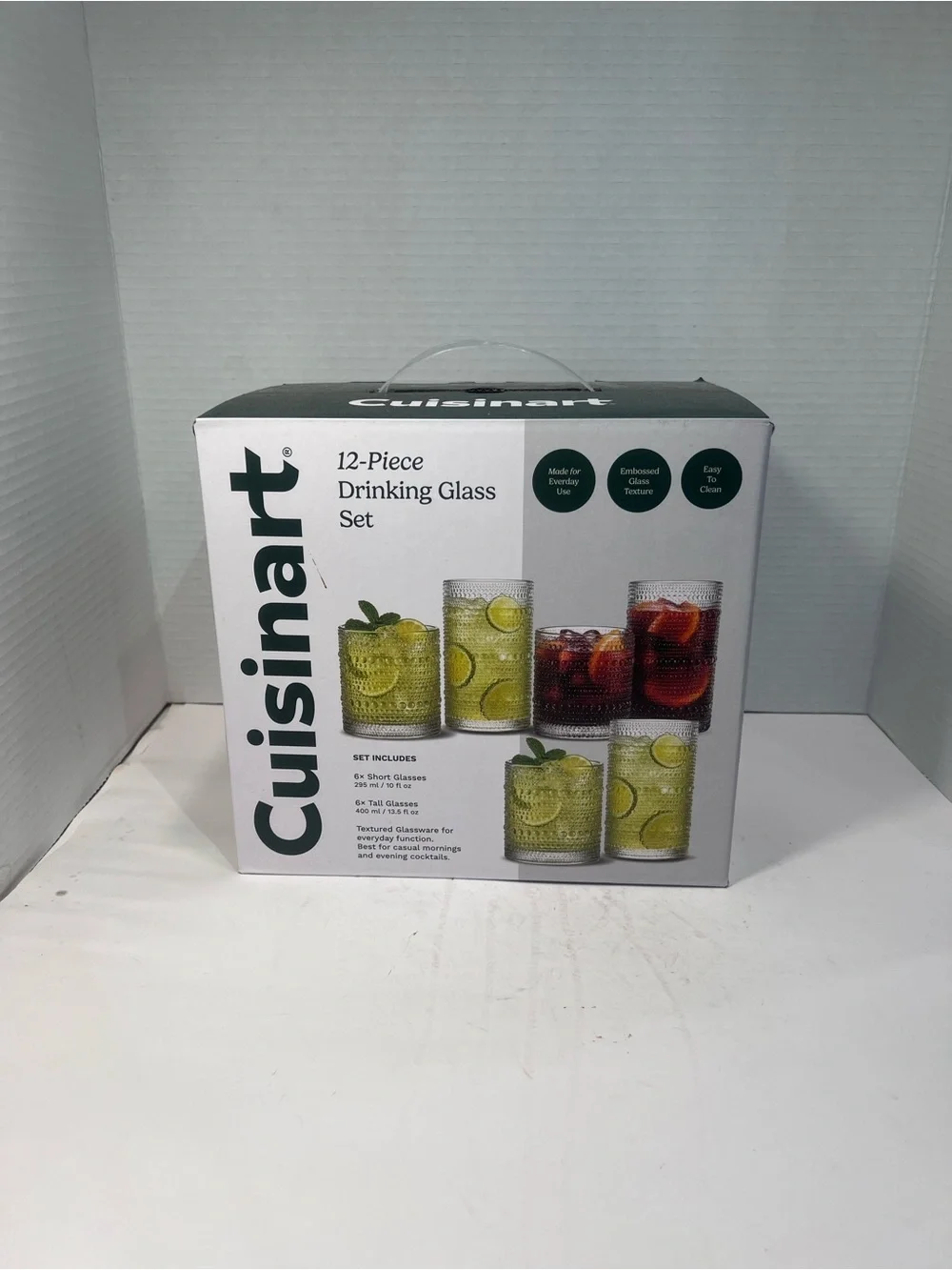 Cuisinart Textured Drinking Glass Set in Green and Clear